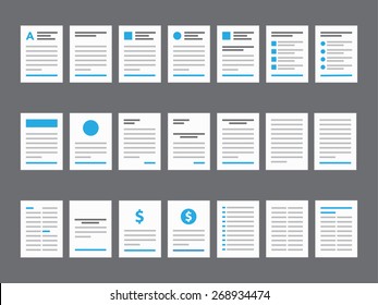 Document Icons - Paper, Checklist, File, Letter Glyph Vector illustration