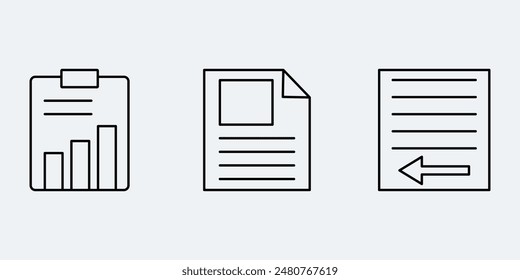 document icons , paper and file icon set. Collection of document icons , paper and file vector icon set