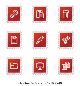 Document icons, red stamp series