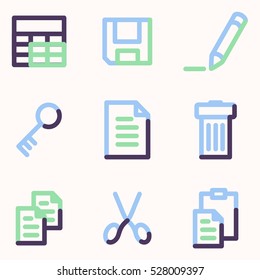 Document icons set 1, color contour series