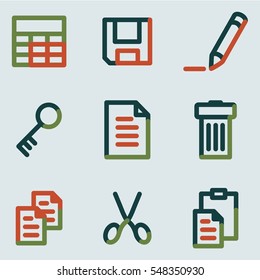 Document icons set 1, color contour series