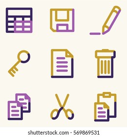 Iconos de documento conjunto 1, serie de contorno de color