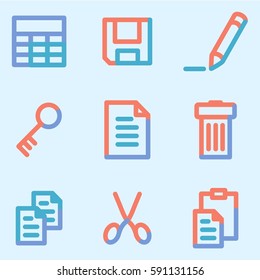 Document icons set 1, color contour series