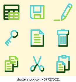 Document icons set 1, color contour series