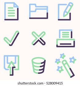 Document icons set 2, color contour series