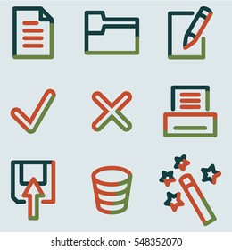 Document icons set 2, color contour series