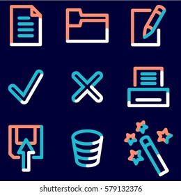 Document icons set 2, color contour series