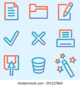 Document icons set 2, color contour series
