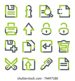 Document icons. set 2. Green gray contour series.