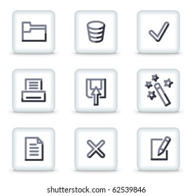 Document icons set 2, white square glossy buttons