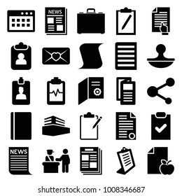 Document icons. set of 25 editable filled document icons such as pass control, passport, clipboard, news, diploma, heartbeat clipboard, love letter, checklist, newspaper