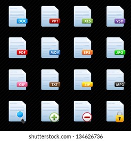 Document Icons Set black background