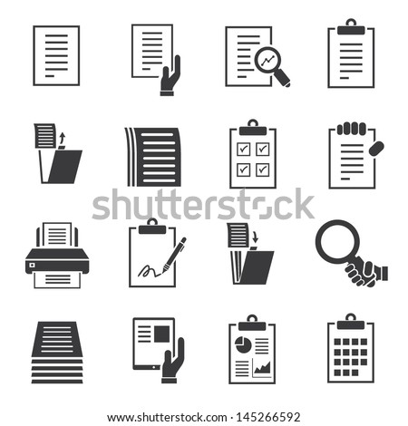 document icons set, business information