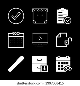 document icons set with calendar, pen and document security vector set