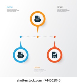 Document Icons Set. Collection Of Otf, Education, Multimedia And Other Elements. Also Includes Symbols Such As Otf, Mkv, Software.
