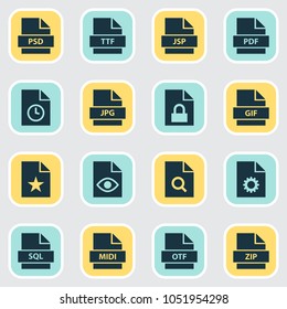 Document icons set with favorite, file, temporary and other archive elements. Isolated vector illustration document icons.