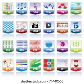 Document icons set (file extension)