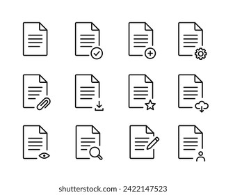 Document icons set. File signs, Document, report icons collection - vector icons