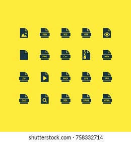 Document Icons Set With Ico, Archive, Video And Other Midi Elements. Isolated Vector Illustration Document Icons.