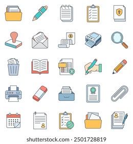 document icons set, Included icons as Book, Calendar, Report, Invoice and more symbols collection, logo isolated vector illustration