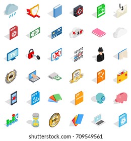Document icons set. Isometric style of 36 document vector icons for web isolated on white background