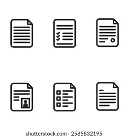 document icons set, minimal document icon
