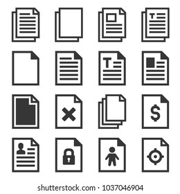 Document Icons Set on White Background. Vector