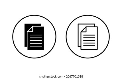 Dokumentsymbole gesetzt. Papierzeichen und -symbol. Dateisymbol