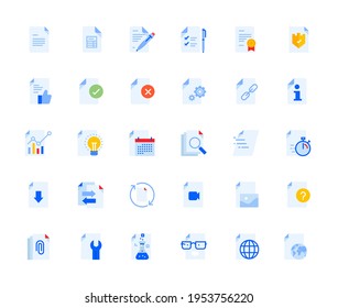 Document icons set for personal and business use. Vector illustration icons for graphic and web design, app development, management, marketing material and business presentation. 