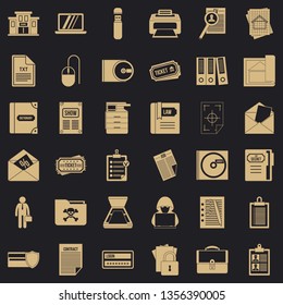 Document icons set. Simple style of 36 document vector icons for web for any design