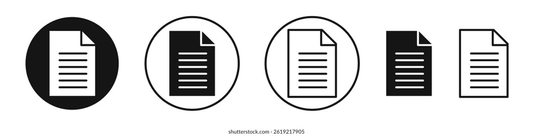 Document icons set in solid black and stroke line style