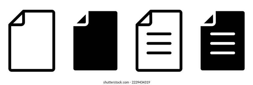 Document icons set. Vector clipart isolated on white background.