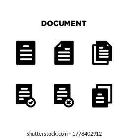 Document icons set vector template in solid or glyph style