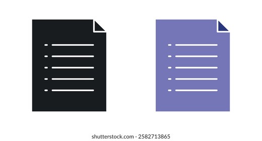 Document icons set vectors black and colored style