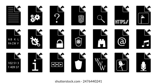 Iconos de documento. Configuraciones. Diseño del icono. Ilustración.