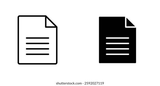 Document icons. stroke line and black solid icons