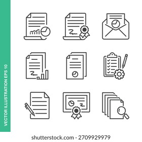 Document Icons. Thin Line Symbol Elements Collection.