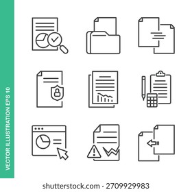 Document Icons. Thin Line Symbol Elements Collection.