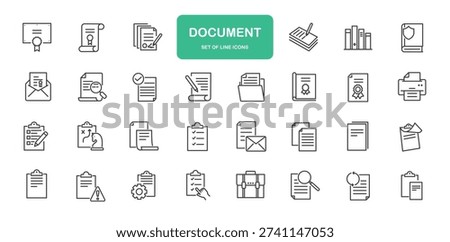 Document Icons. Thin Line Symbol Elements Collection.