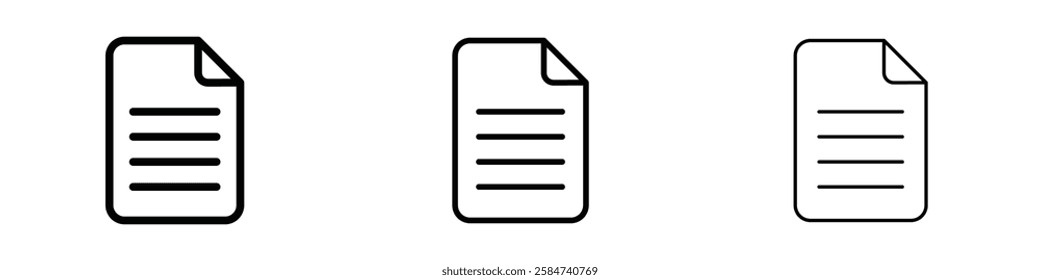 Document icons in three different stroke lines