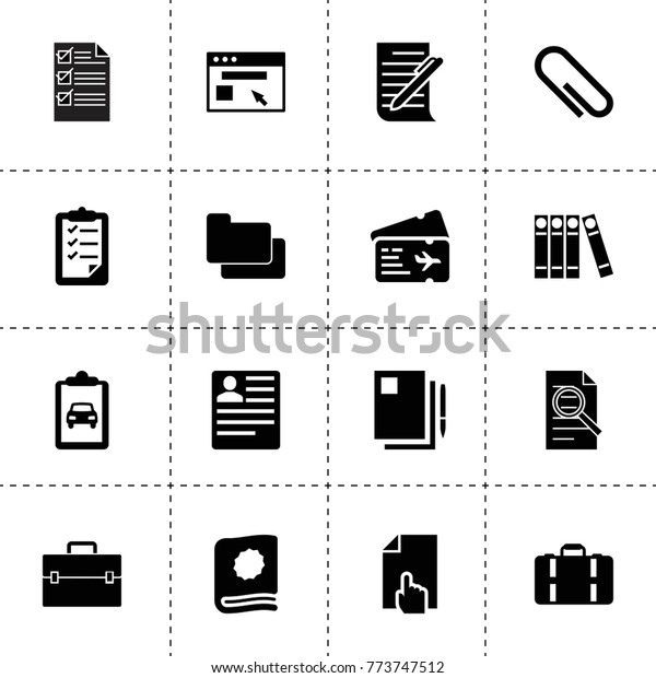Document icons. vector\
collection filled document icons. includes symbols such as cv,\
paper clip, car service list, paper, case, browser. use for web,\
mobile and ui design.