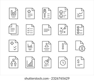 Document Icons - Vector Line. Editable Stroke.