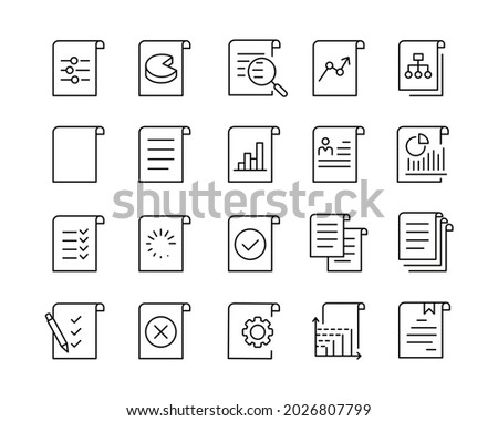 Document Icons - Vector Line. Editable Stroke. Vector Graphic