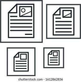 Document icons vector set. Documents different sizes. Office tools. Paper. Text list.