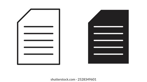 Document icons. Vector set in filled and line style.