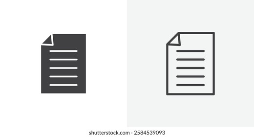 Document icons vectors illustrations in black fill and liner versions