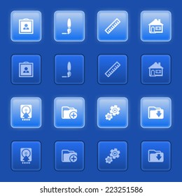 Document icons for web on blue buttons.