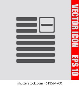Document icon,sign,symbol isolated in flat style.Vector illustration.