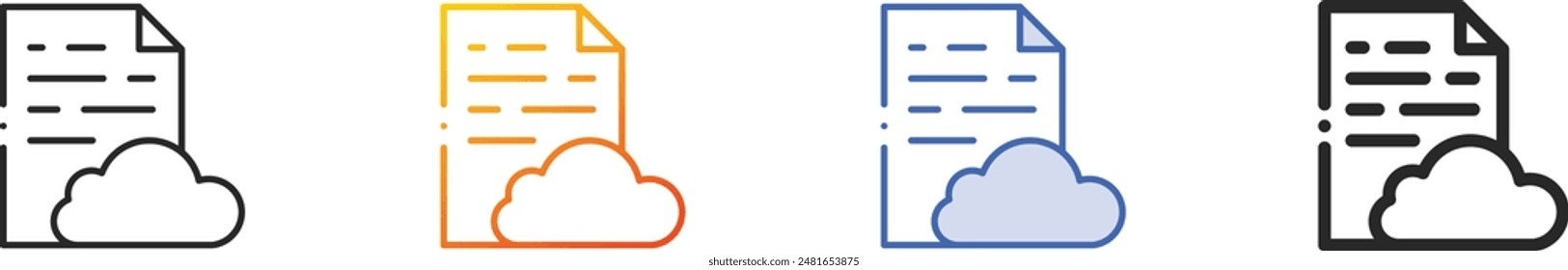 document icon.Thin Linear, Gradient, Blue Stroke and bold Style Design Isolated On White Background