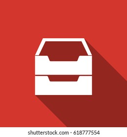 Document inbox flat icon with long shadow. Vector Illustration